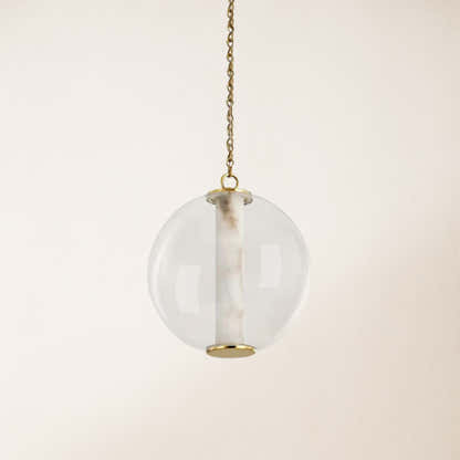 Auroba Alabaster Tube Glass Globe Pendant 14''D