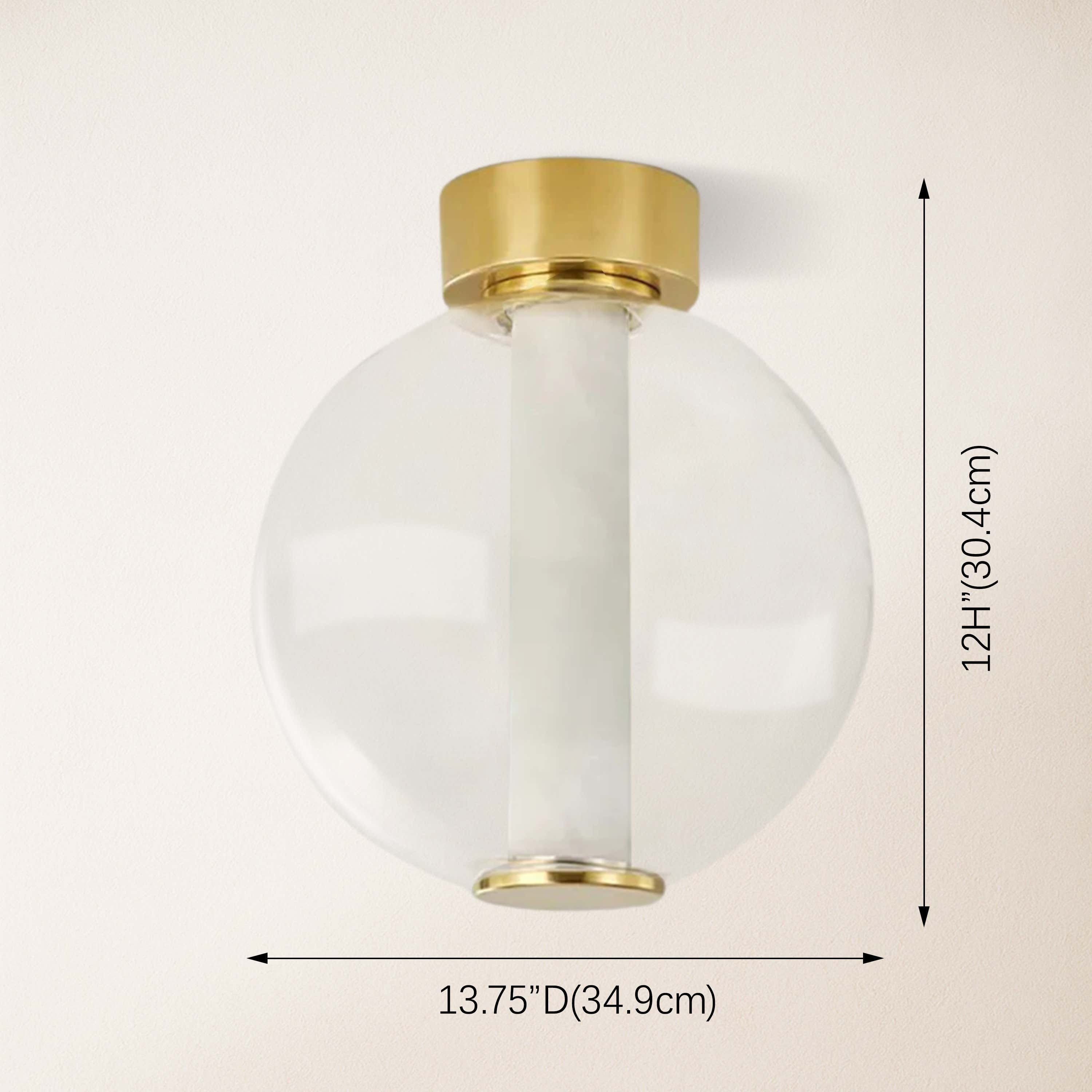 Auroba Alabaster Tube Glass Globe Ball Flush Mount 13''D