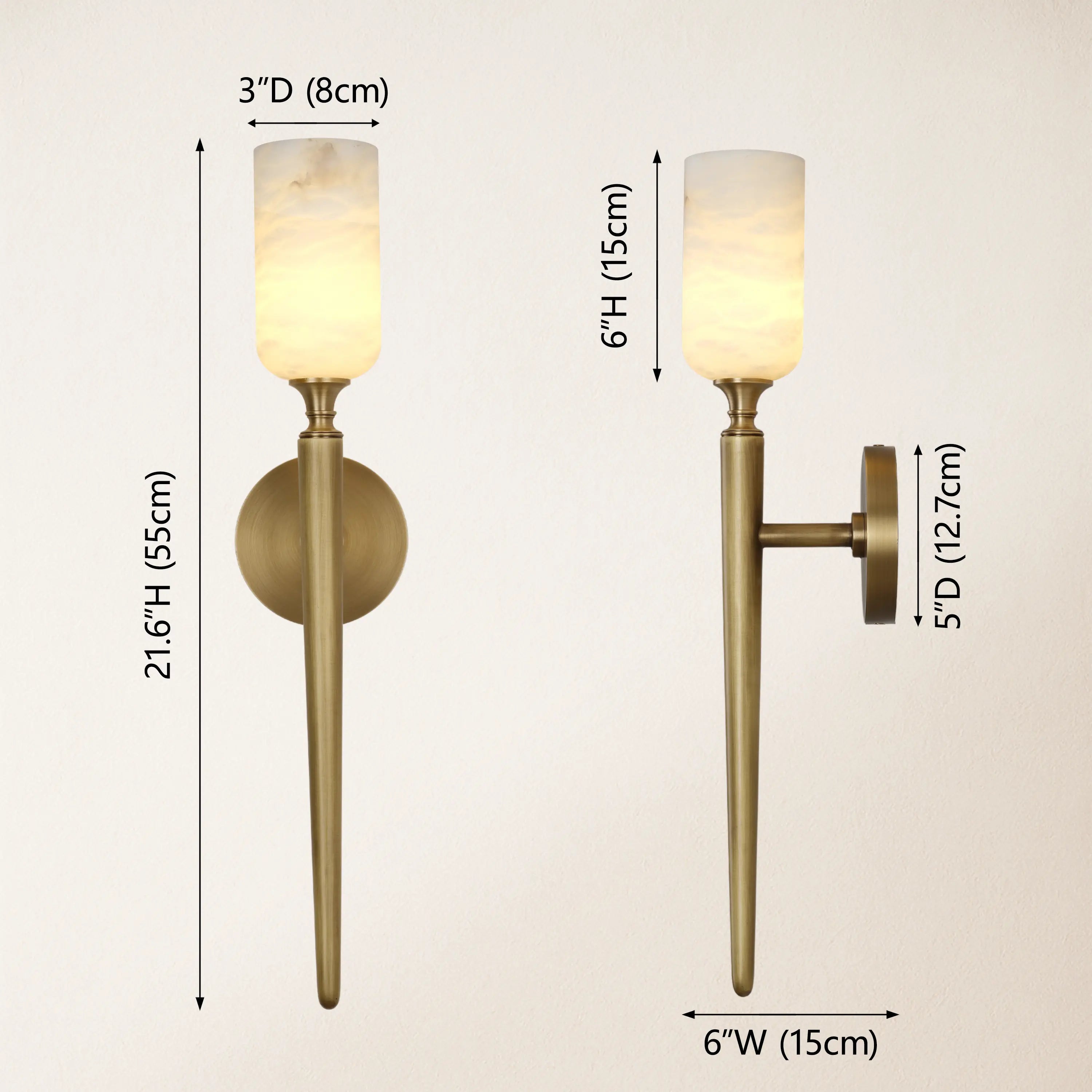 Axis Alabaster 1-flammige Wandleuchte, 55,4 cm hoch