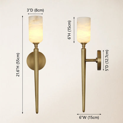 Axis Alabaster 1-flammige Wandleuchte, 55,4 cm hoch