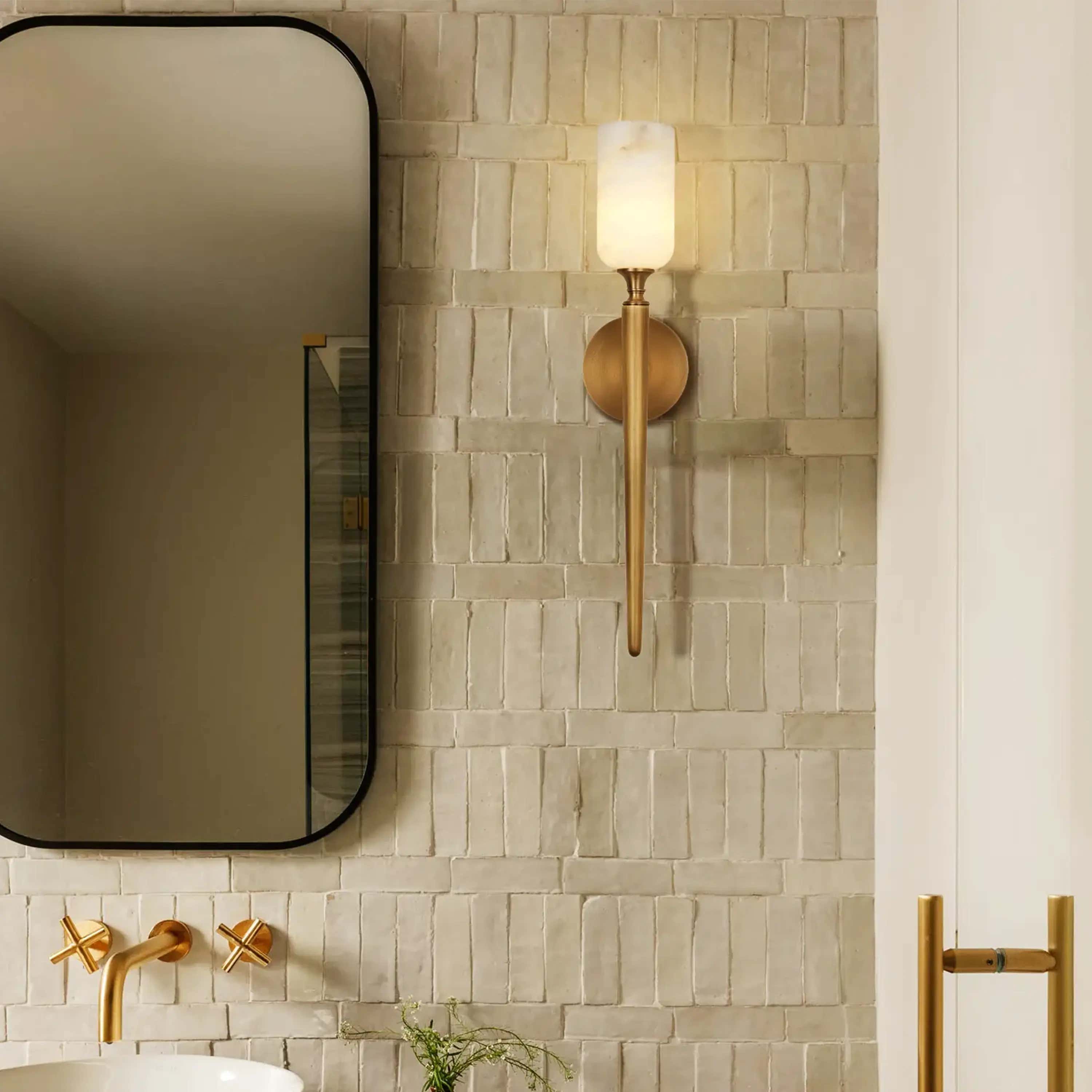 Axis Alabaster 1 Light Wall Sconce 22"H#Finish_Gold