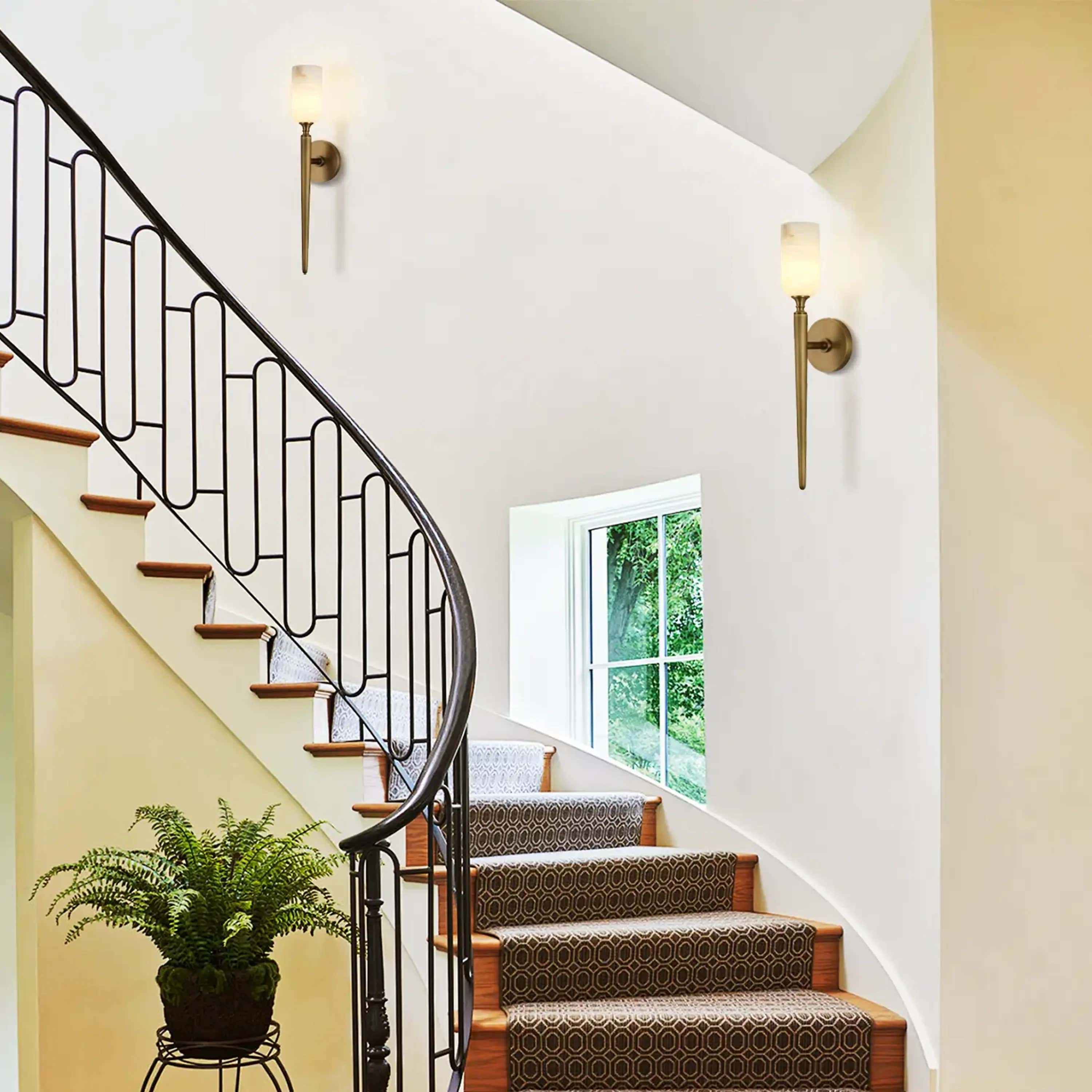 Axis Alabaster 1 Light Wall Sconce 22"H#Finish_Gold