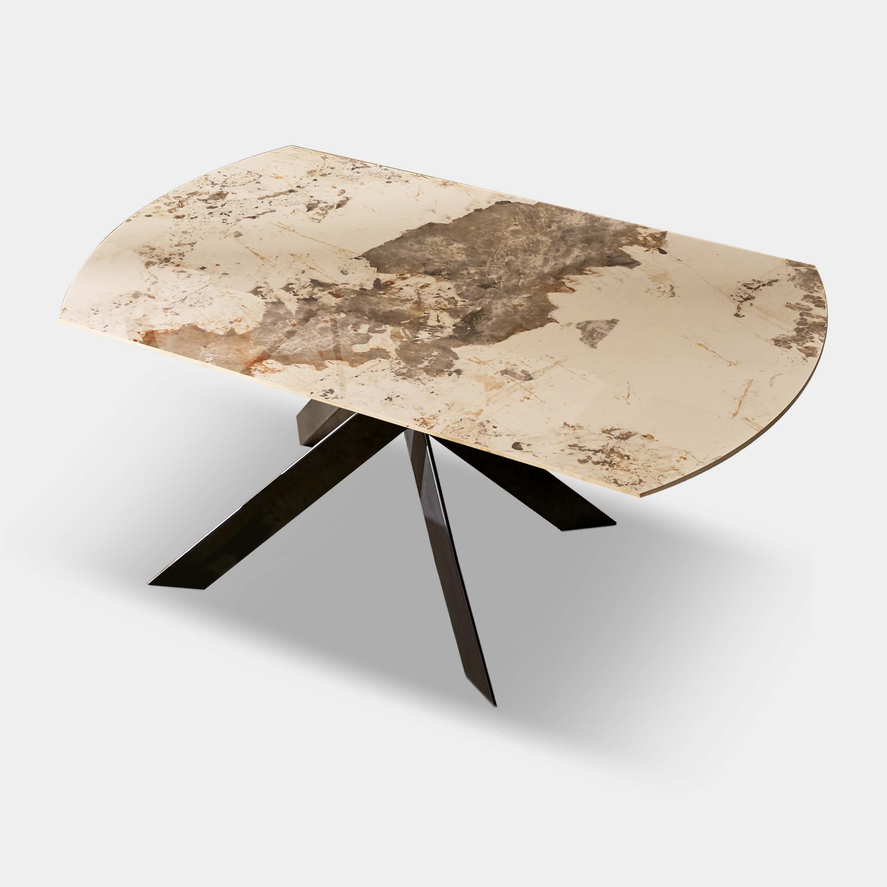 Labarthe Erweiterter rechteckiger Esstisch aus Sinterstein, 160–241 cm