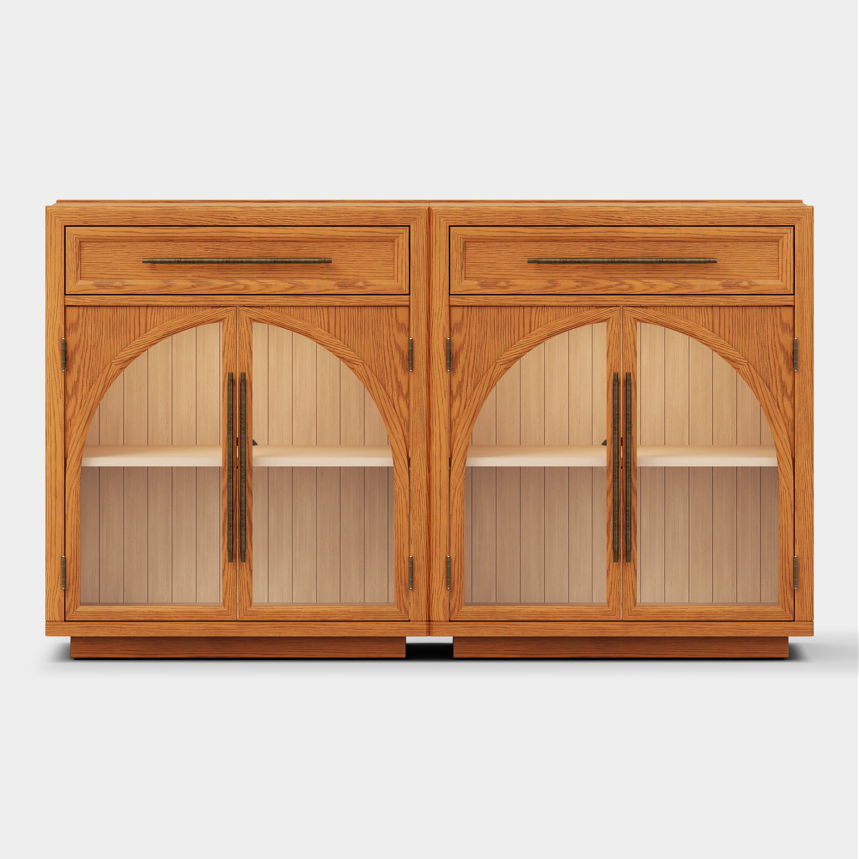 Alvar Arched 64" Oak Sideboard with Drawers(Set of 2)