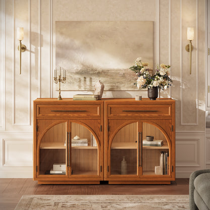 Alvar Arched 64" Oak Sideboard with Drawers(Set of 2)