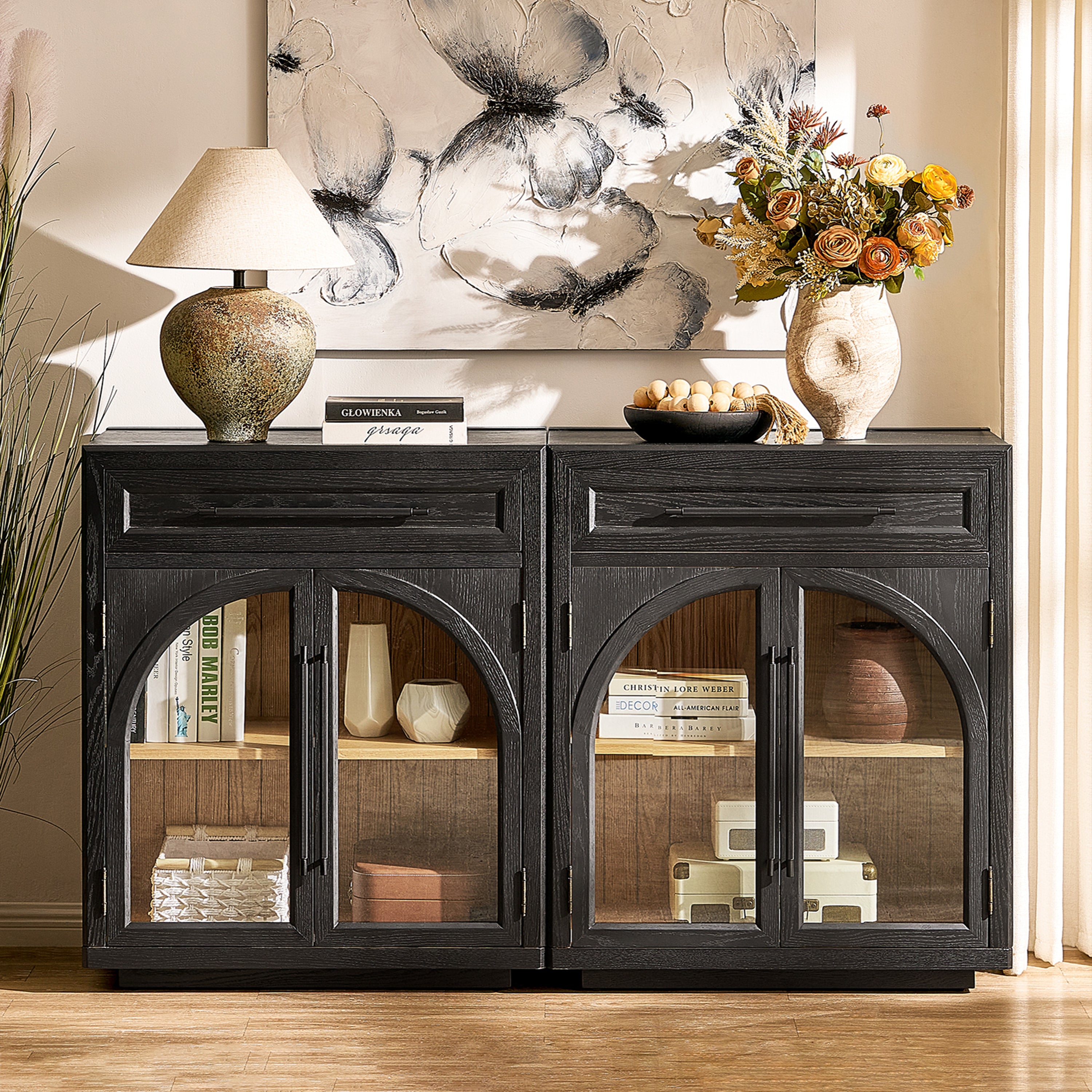 Alvar gewölbtes 64" Sideboard aus Eiche mit Schubladen (2er-Set)