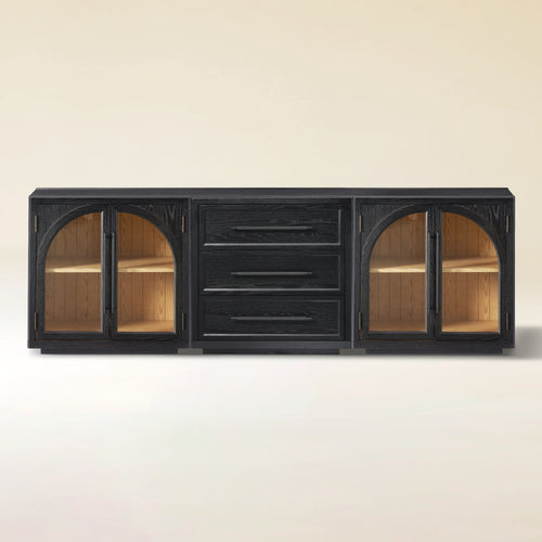 Alvar Arched 94,5″ Modulare Medienkonsole aus Eiche (3er-Set)