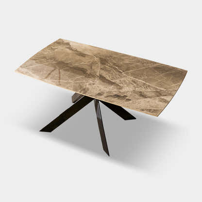 Labarthe Erweiterter rechteckiger Esstisch aus Sinterstein, 160–241 cm