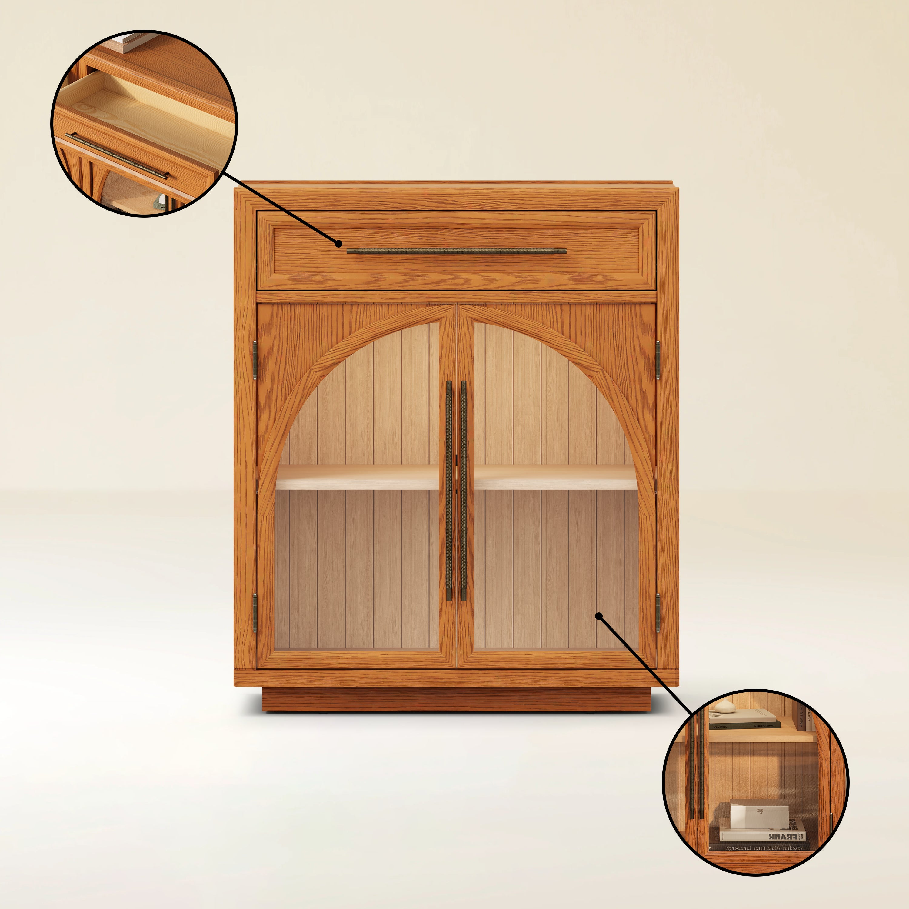 Alvar gewölbtes 96" Sideboard aus Eiche mit Schubladen (3er-Set)