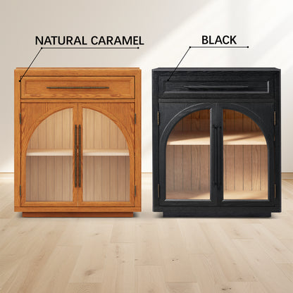 Alvar gewölbter 32-Zoll-Lagerschrank aus Eiche mit Schubladen