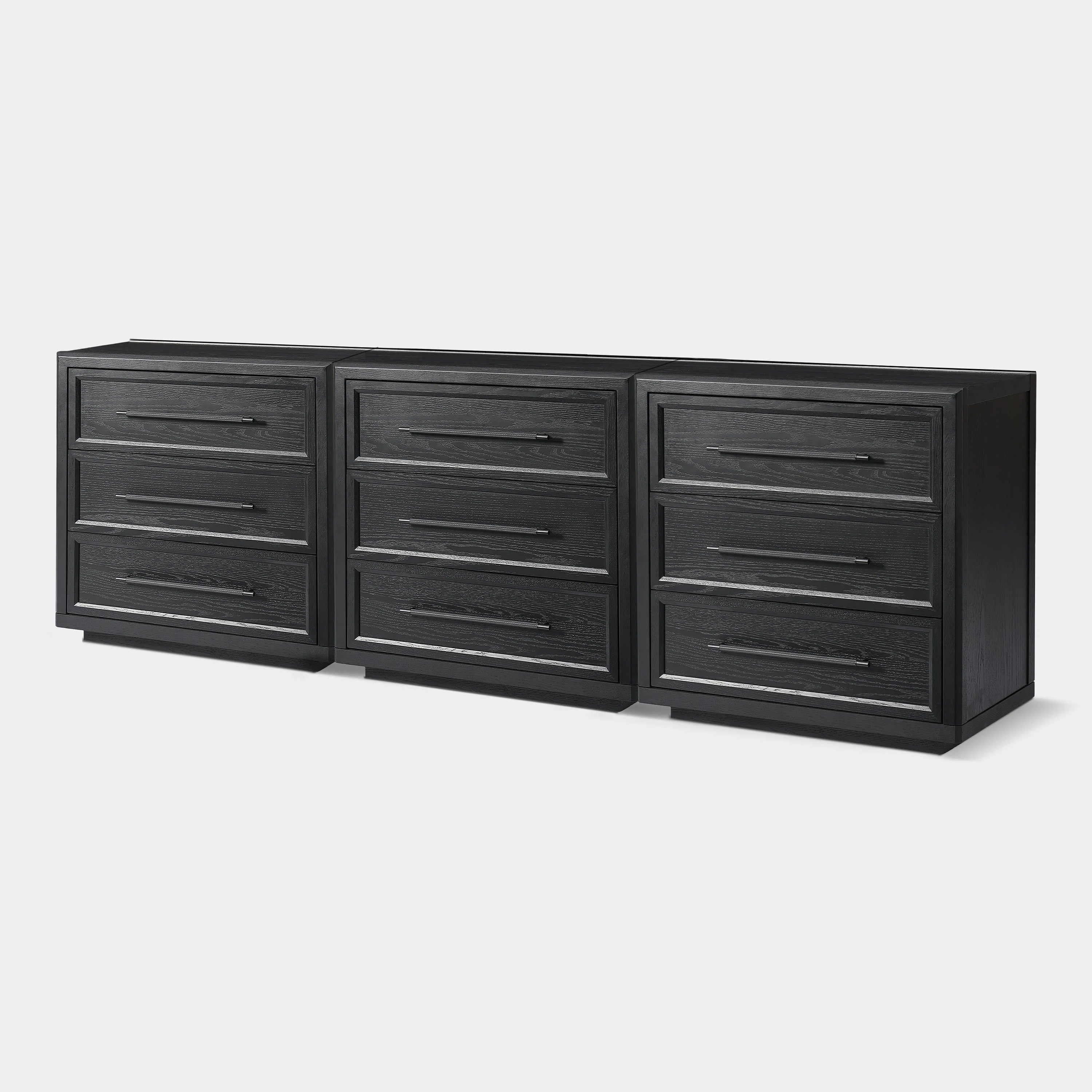 Alvar 94,5″ Eichenkommode mit 9 Schubladen (3er-Set)