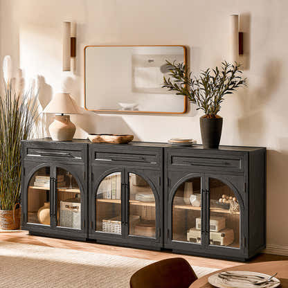 Alvar gewölbtes 96" Sideboard aus Eiche mit Schubladen (3er-Set)