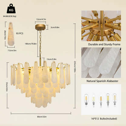 Caldera Alabaster Round Chandelier 32"