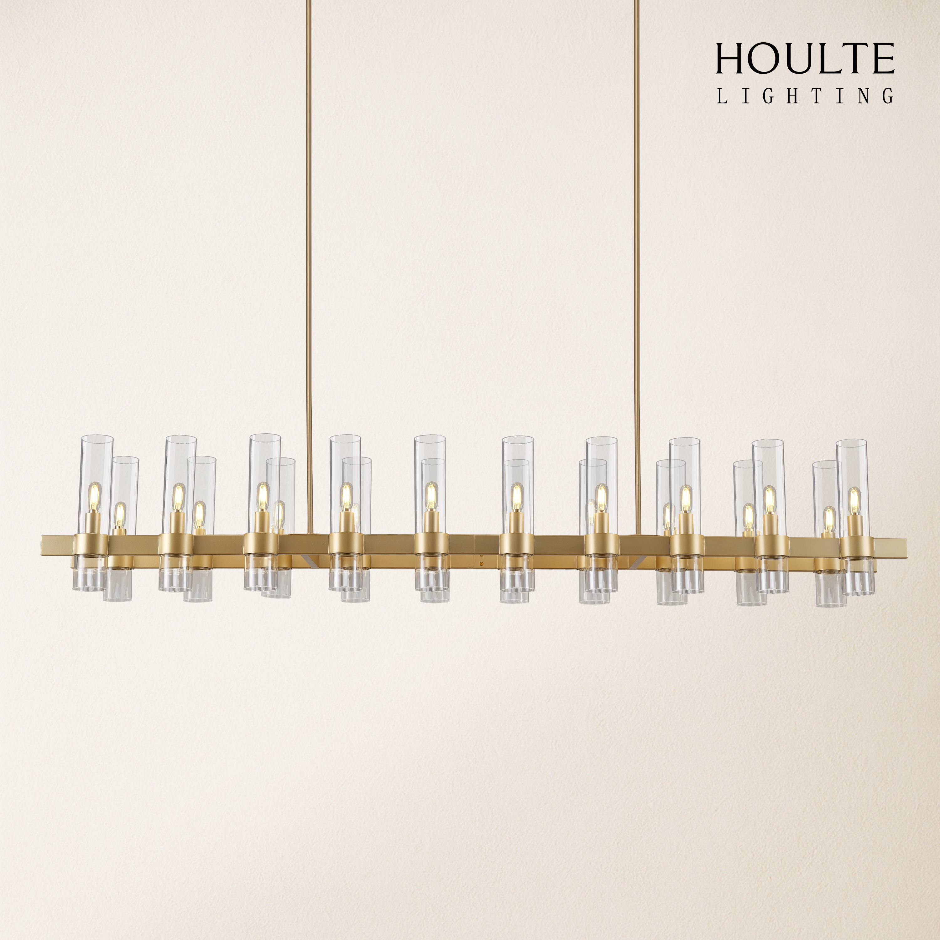 Cylora Glass Tube Rectangular Chandelier 68"
