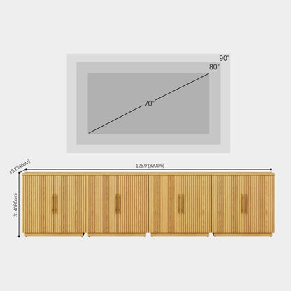 Holt 126″ Medienkonsole aus Eiche (4er-Set) 