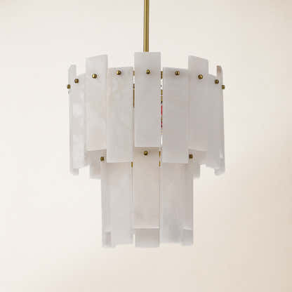 Nivislight Alabaster 2-Tier Round Pendant 13"#Finish_Gold