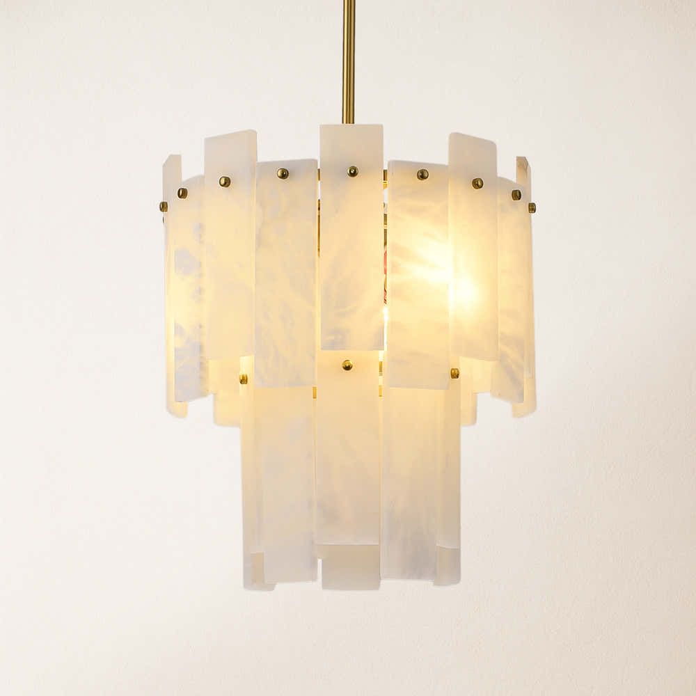 Nivislight Alabaster 2-Tier Round Pendant 13"#Finish_Gold