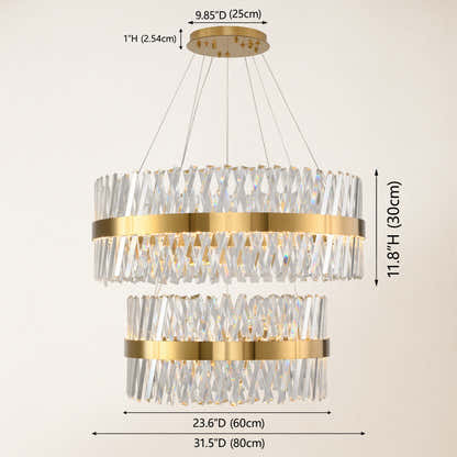 Vetro Prism Crystal 2-Tier Chandelier 32"D