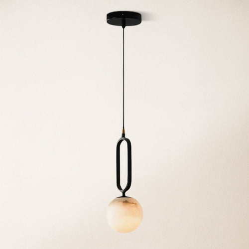 Dadaly Alabaster-Anhänger mit kleiner Kunstkugel, 14 cm Durchmesser