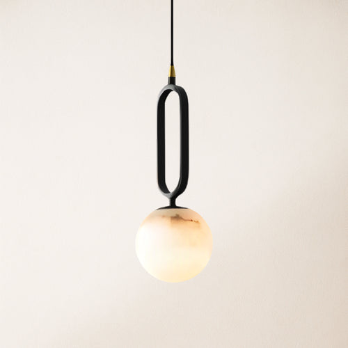 Dadaly Alabaster-Anhänger mit kleiner Kunstkugel, 14 cm Durchmesser