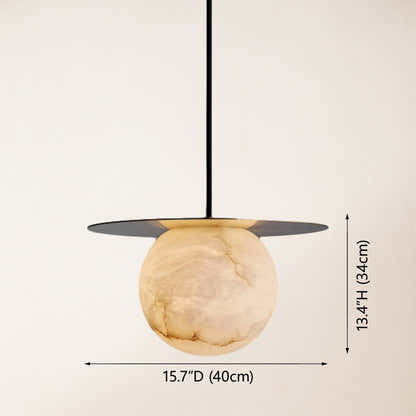 Dadaly Garfield Spanischer Alabaster-Anhänger, klein, Kunst-Nachttisch, 39,9 cm Durchmesser