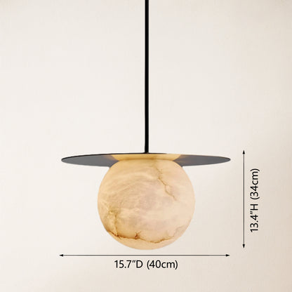 Dadaly Garfield Spanischer Alabaster-Anhänger, klein, Kunst-Nachttisch, 39,9 cm Durchmesser