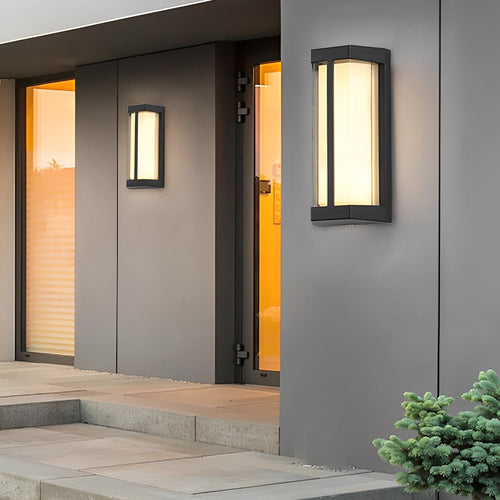 Wasserdichte LED-Wandleuchten mit doppeltem Acrylschirm in Schwarz, moderne Außenwandleuchten