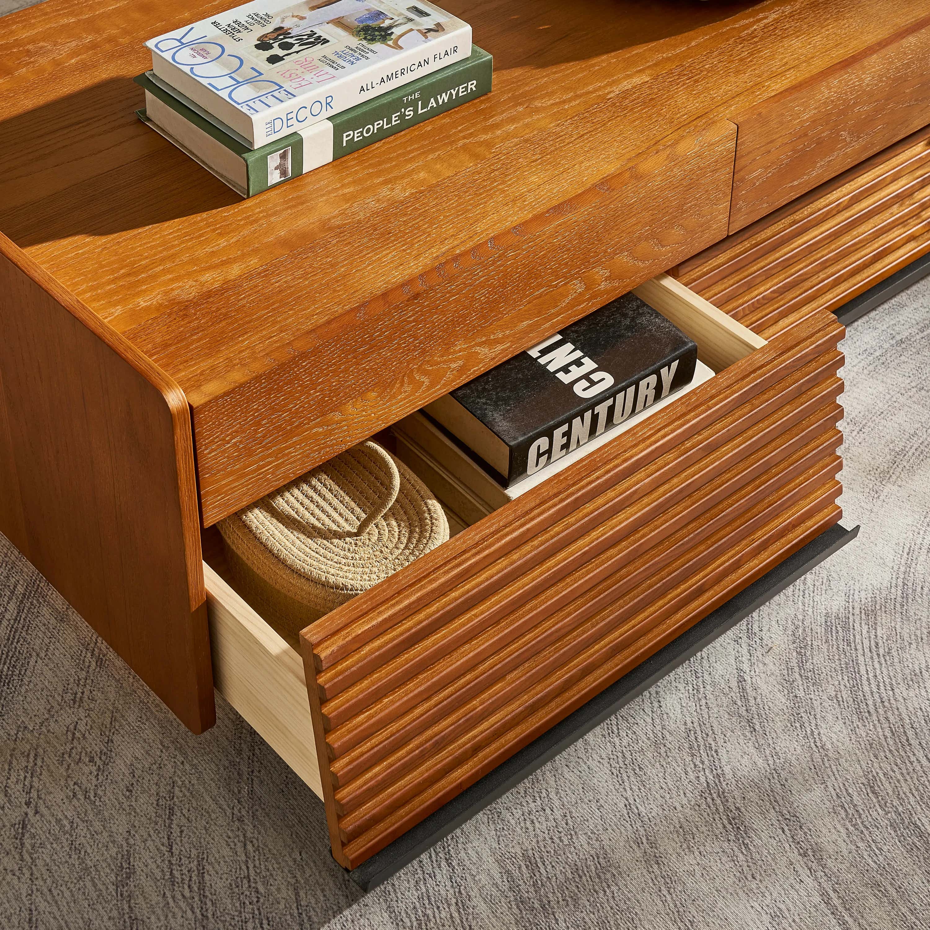 Devon Oak Media Console  And Coffee Table Set