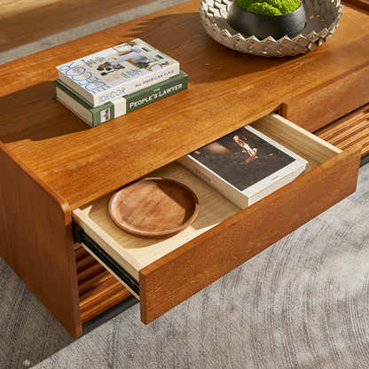 Devon Oak Media Console  And Coffee Table Set