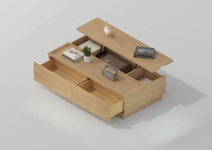 Versatile Oak Lift-Top Storage Coffee Table 51.2"W