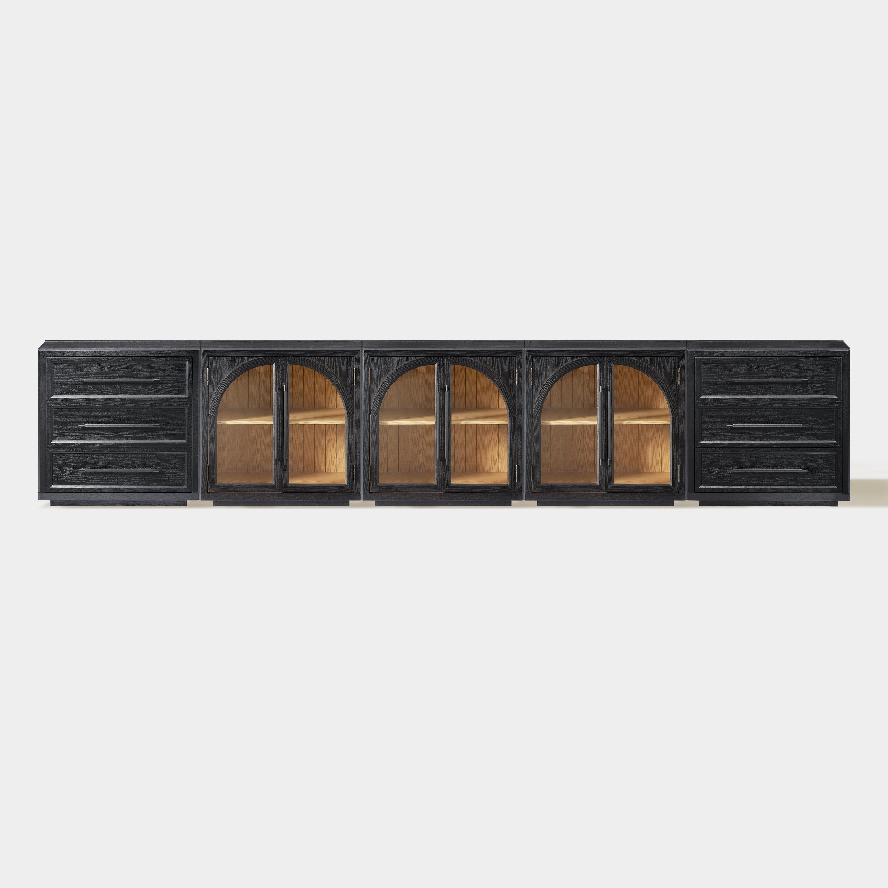 Alvar Arched 157,5″ Modulare Medienkonsole aus Eiche (5er-Set)