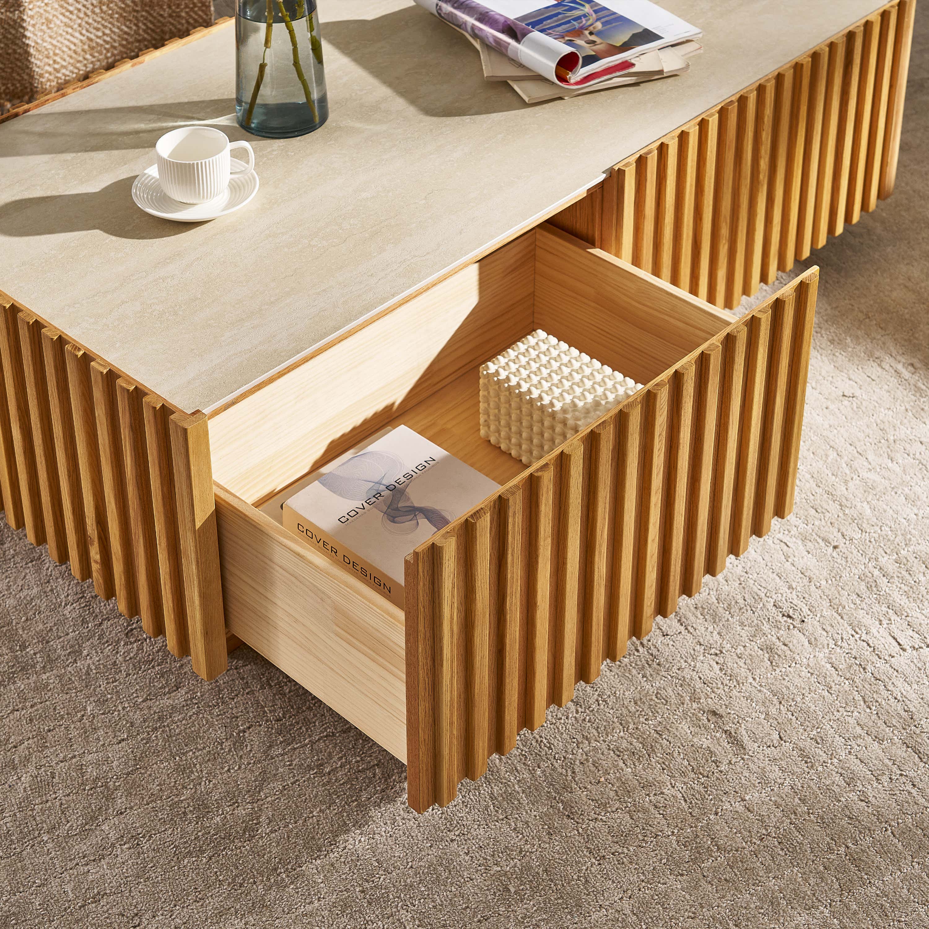 Rechteckiger Couchtisch Isla aus Eiche, 119 cm