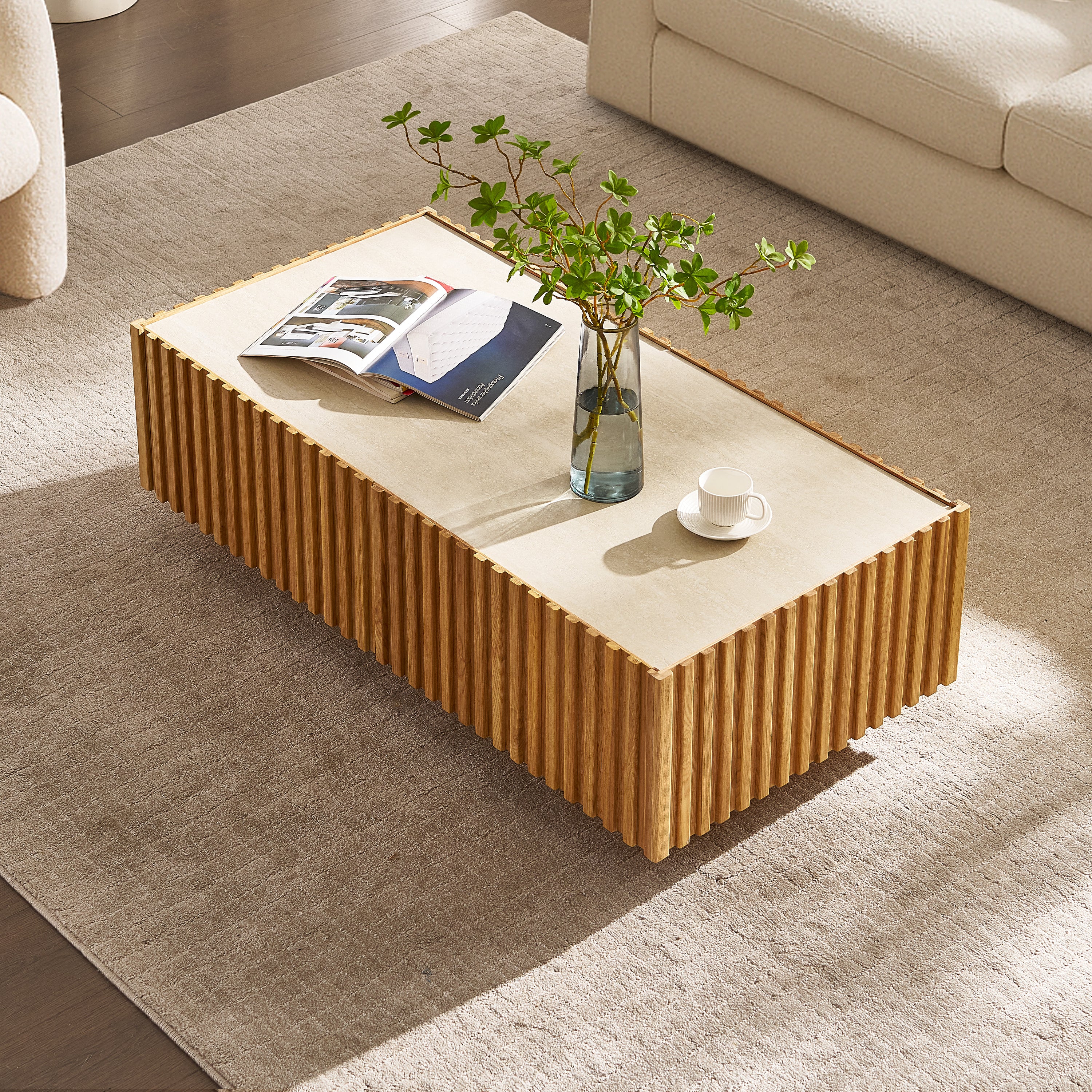 Rechteckiger Couchtisch Isla aus Eiche, 119 cm
