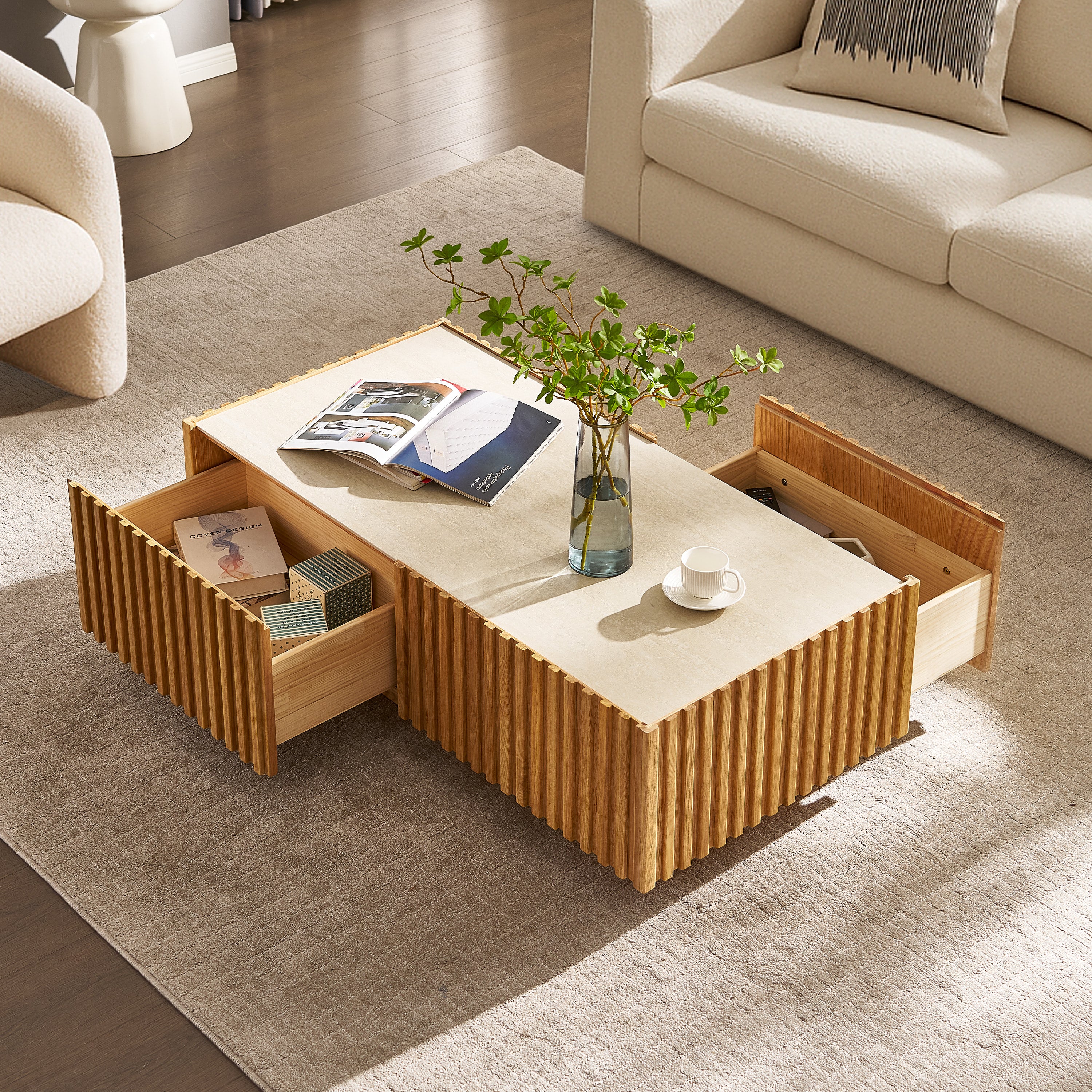 Rechteckiger Couchtisch Isla aus Eiche, 119 cm