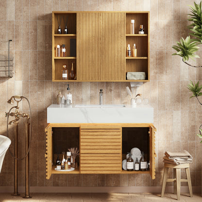 Isla Oak Bathroom Vanity 36"W