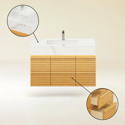 Isla Oak Bathroom Wall Mirror And Vanity Set