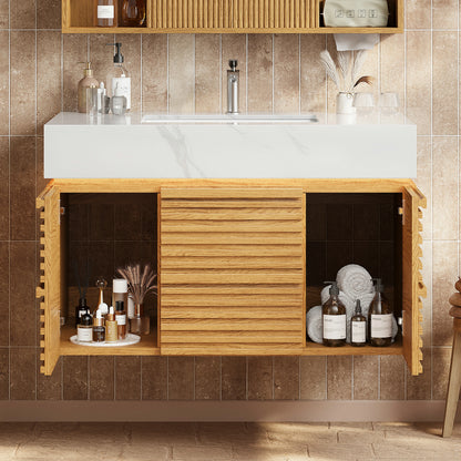 Isla Oak Bathroom Vanity 36"W