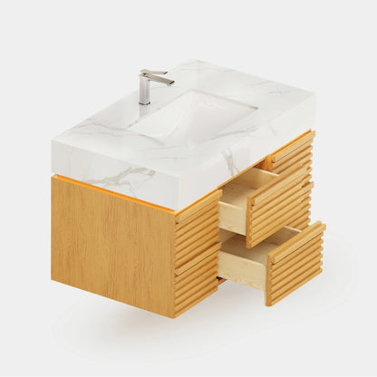 Isla Oak Bathroom Wall Mirror And Vanity Set