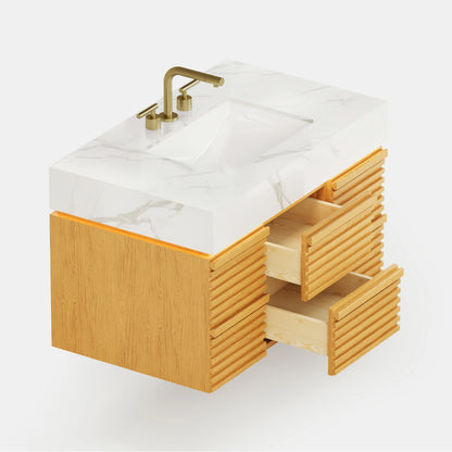 Isla Badezimmerwaschtisch aus Eiche, 91cm breit