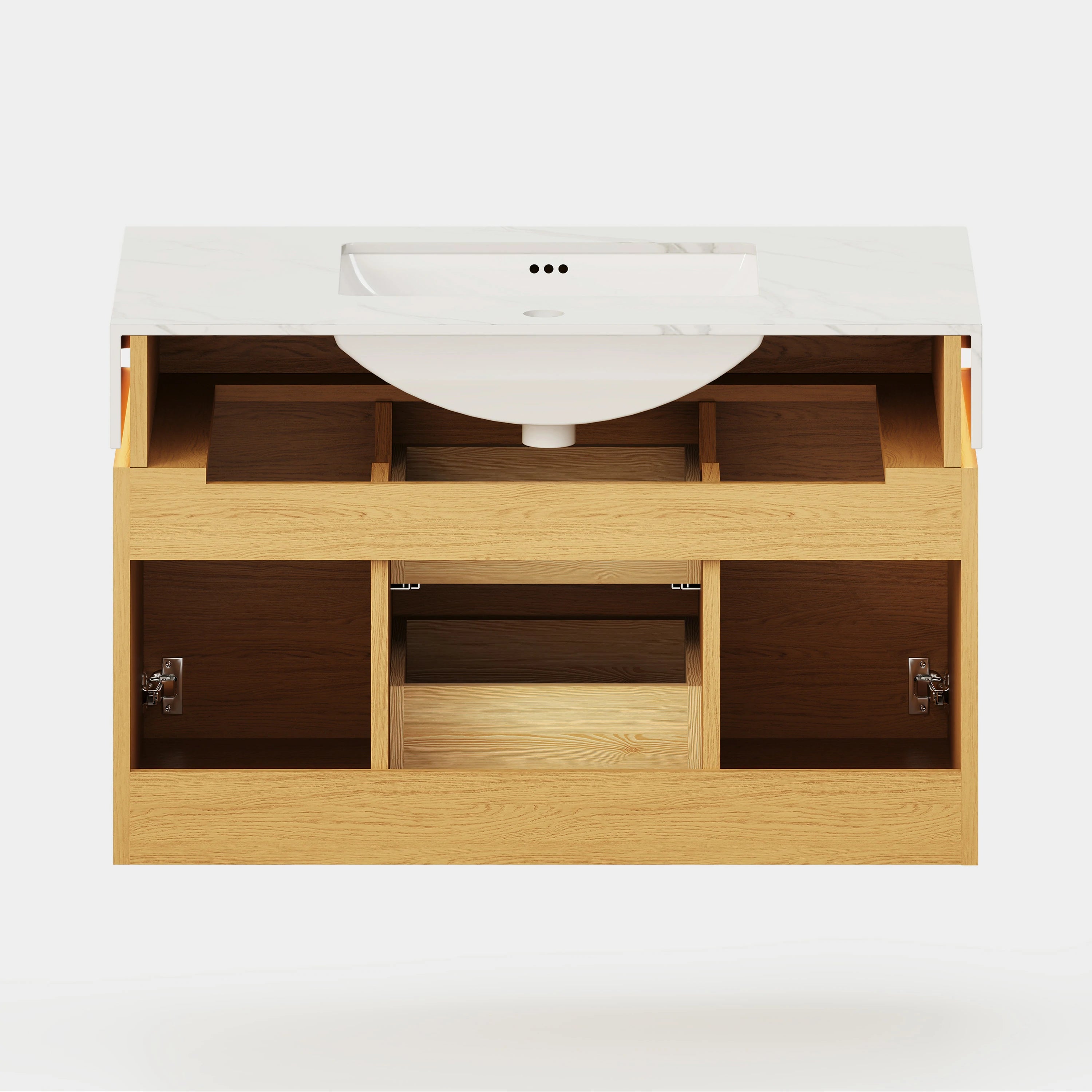 Isla Oak Bathroom Wall Mirror And Vanity Set