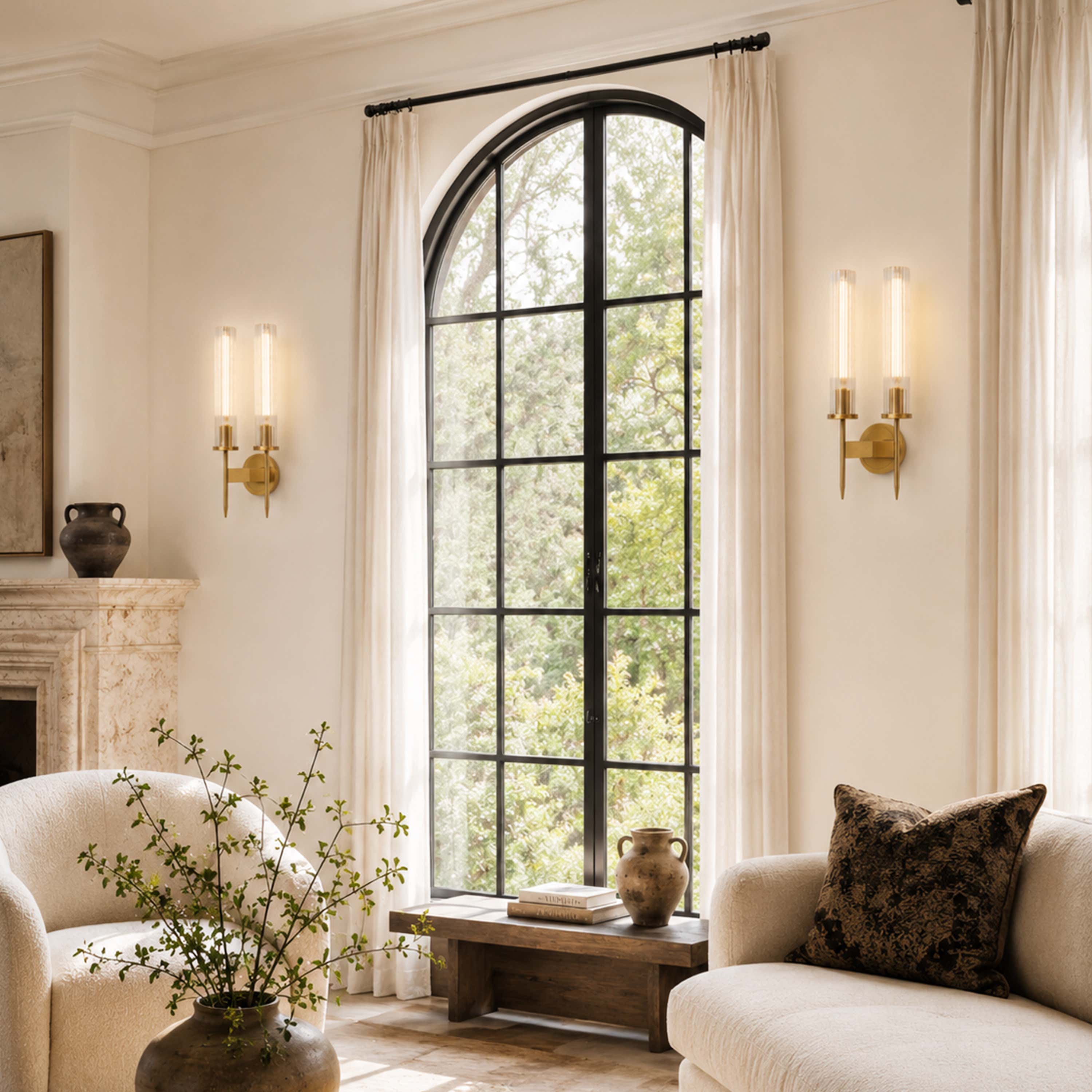 Bellmere 2 Lights Glass Wall Sconce