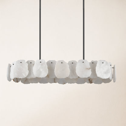 Ovaler Kronleuchter „Moira“ aus Alabaster, 109 cm breit