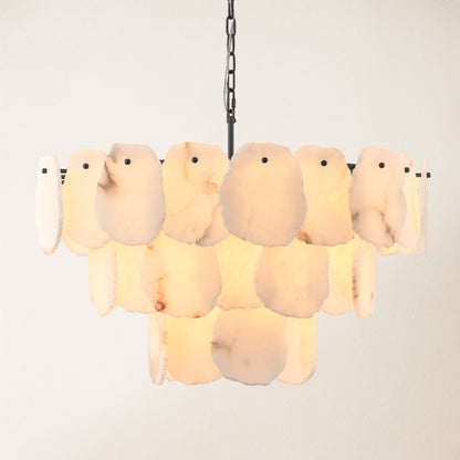 Moira Alabaster-Kronleuchter, mehrstufig, rund, 81,3 cm Durchmesser