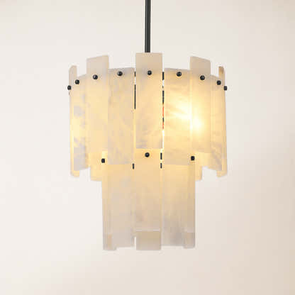 Nivislight Alabaster 2-Tier Round Pendant 13"#Finish_Black