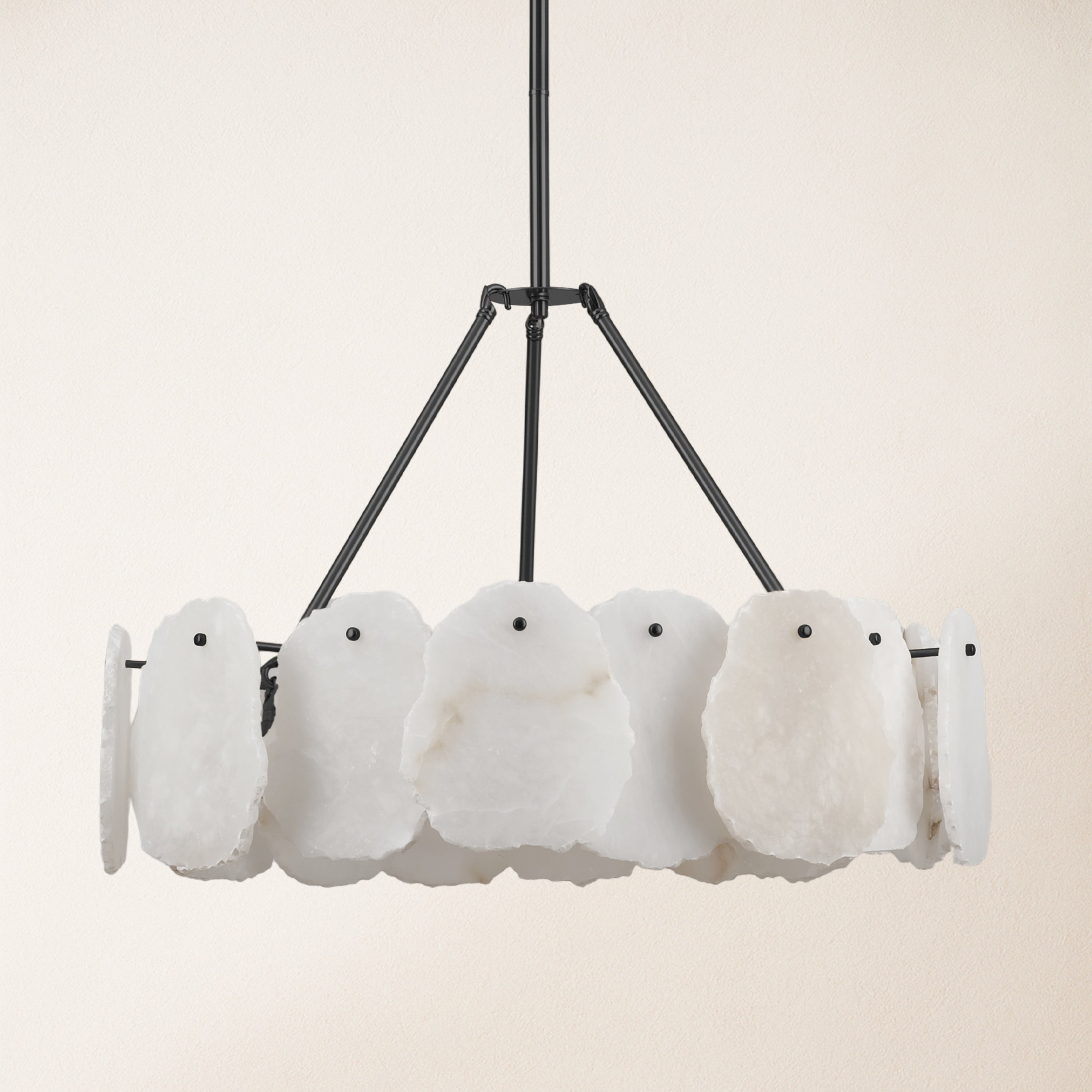 Runder Kronleuchter „Moira“ aus Alabaster, 61 cm Durchmesser