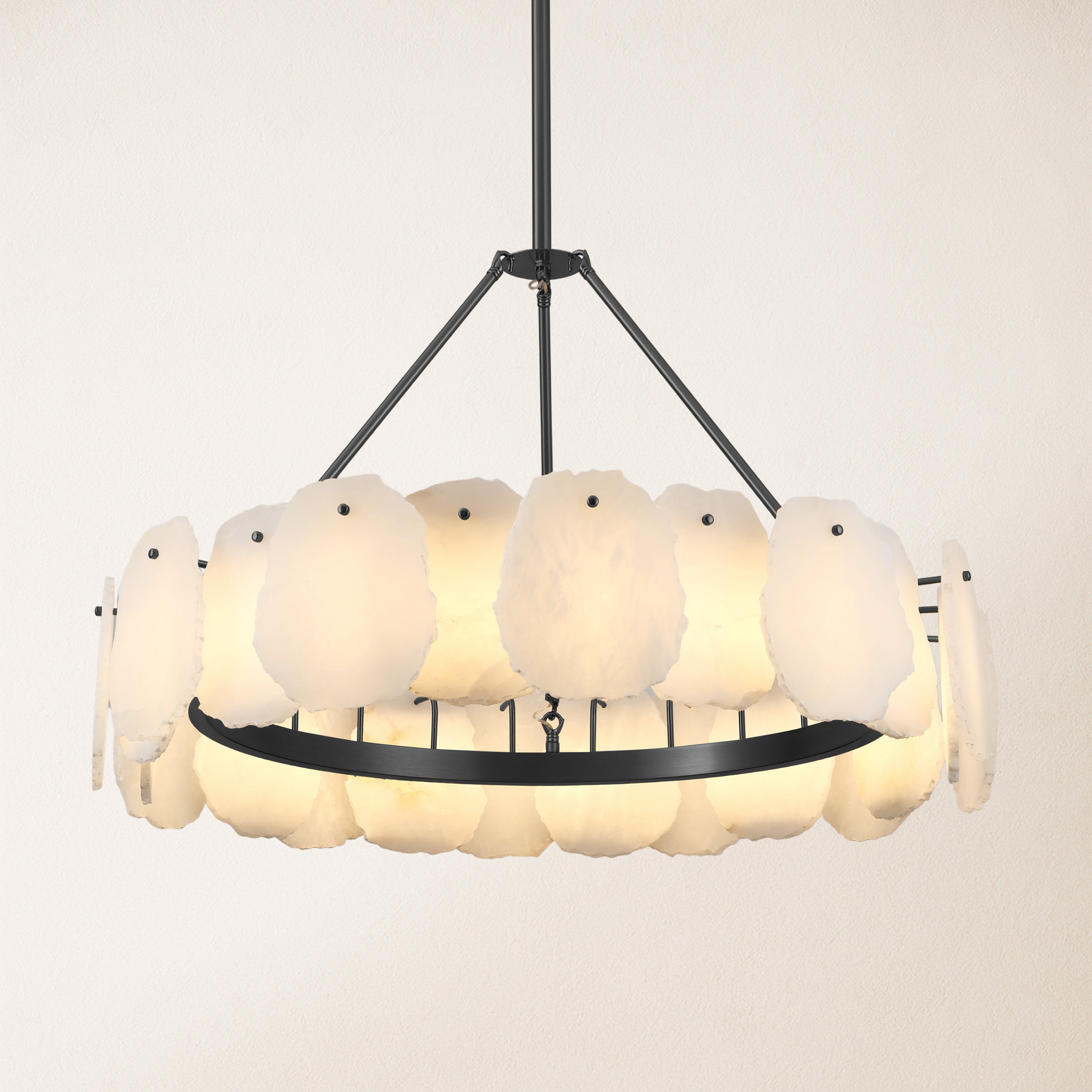 Runder Kronleuchter „Moira“ aus Alabaster, 81 cm Durchmesser