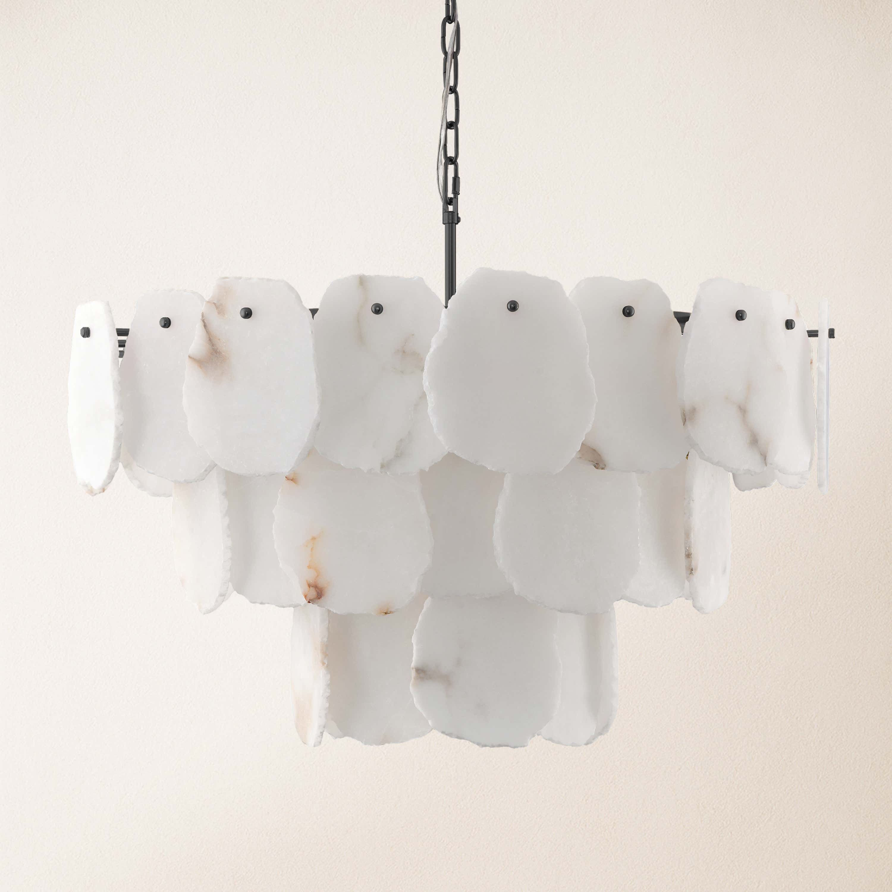 Moira Alabaster Multi-Tier Round Chandelier 32"D#Finish_Black