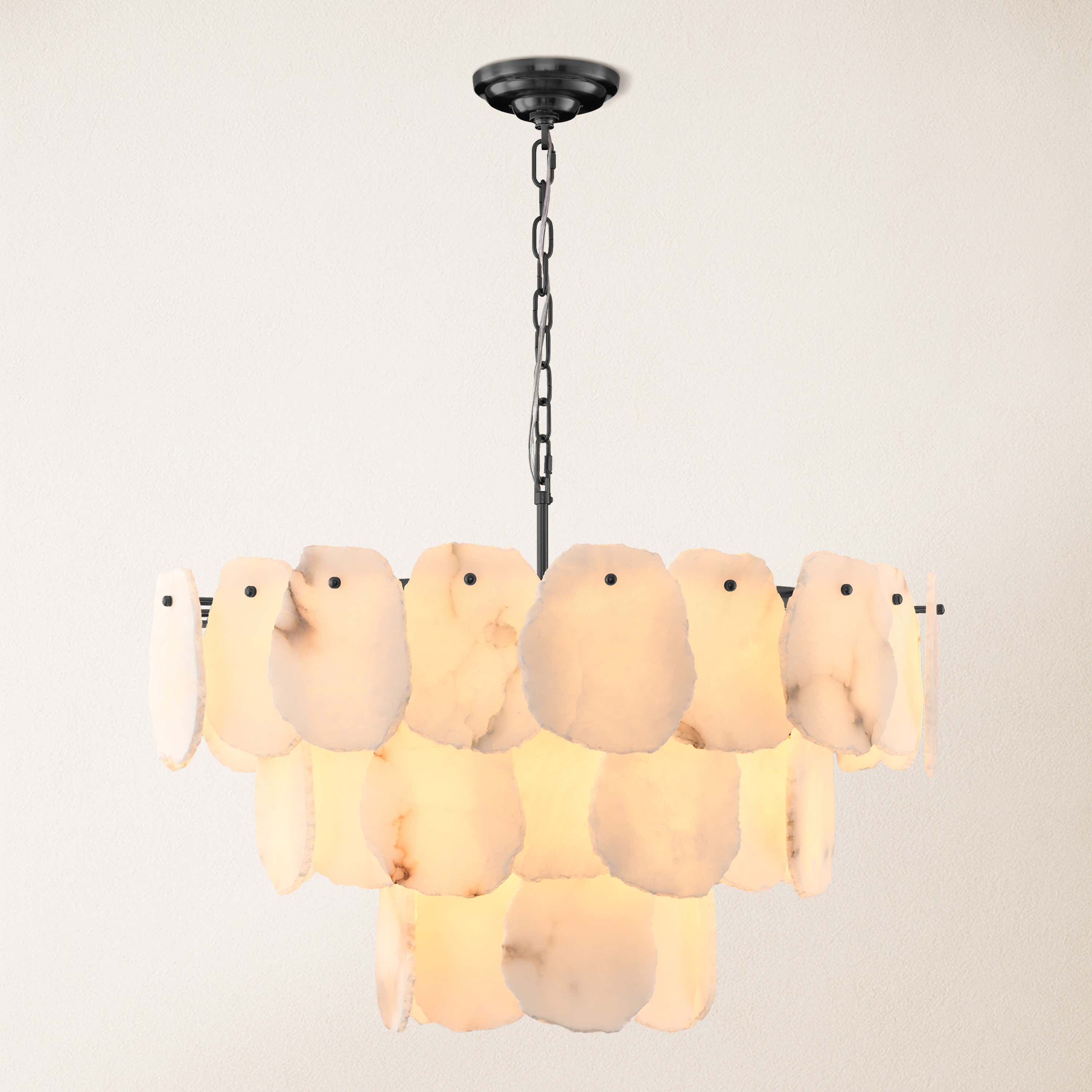 Moira Alabaster Multi-Tier Round Chandelier 32"D#Finish_Black