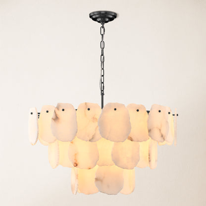 Moira Alabaster-Kronleuchter, mehrstufig, rund, 81,3 cm Durchmesser