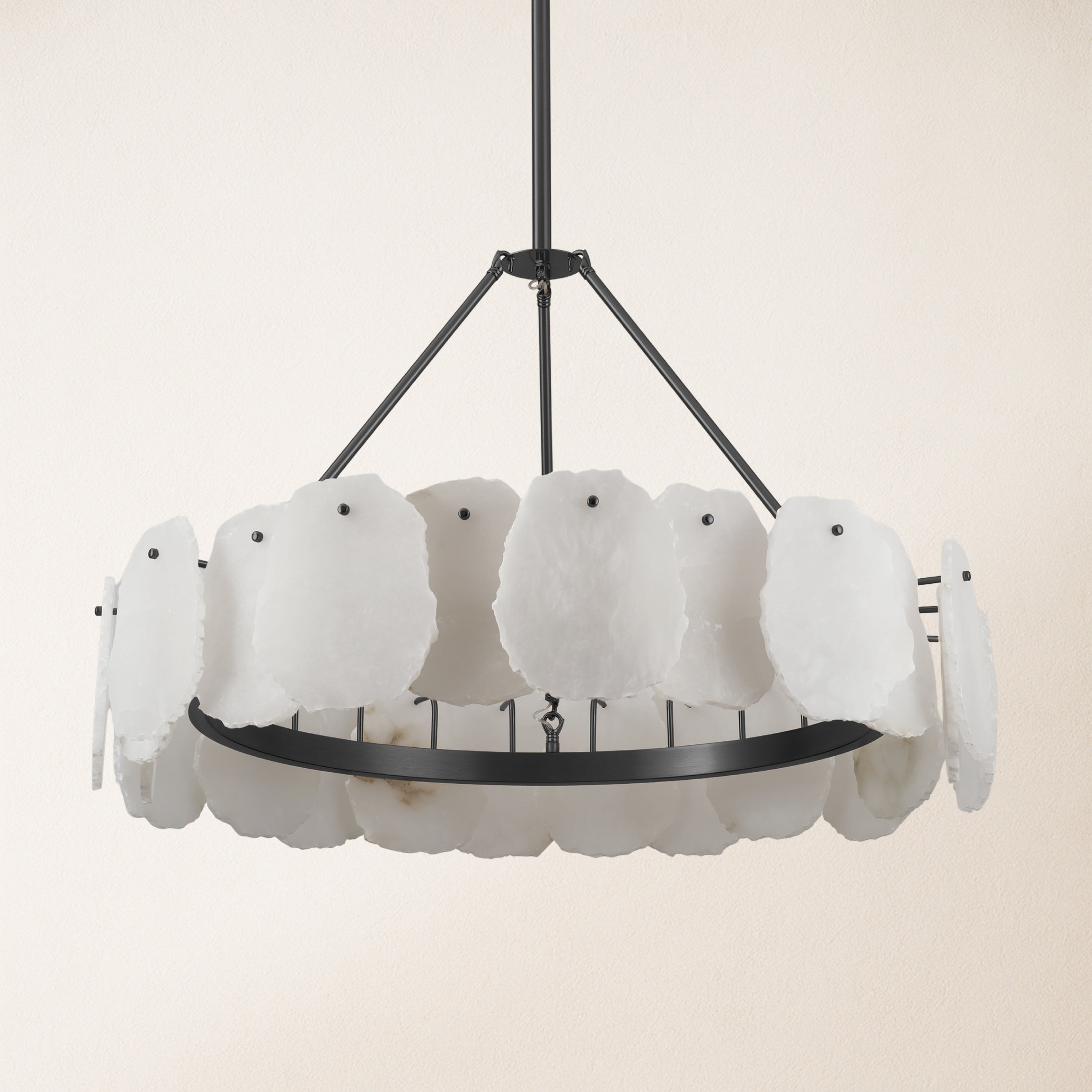 Runder Kronleuchter „Moira“ aus Alabaster, 81 cm Durchmesser